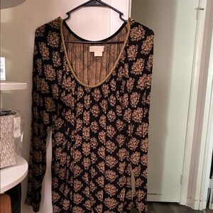 Michael Kors Brown and Gold Patterned Blouse
